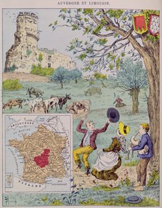 Auvergne ve Limousin, Marie de Grandmaison tarafından Le Tour de France için illüstrasyon, 1893 by J. Maurel