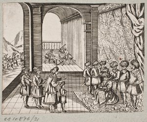Adam Olearius til illüstrasyon, “Dahice bir şair Schich Saadi tarafından Farsça Rosenthal […]”, Schleswig 1660