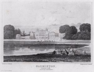 Badminton, Genel Görünüm, Gloucestershire (gravür) by John Preston Neale