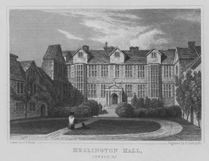 Heslington Hall, Yorkshire (gravür) by John Preston Neale