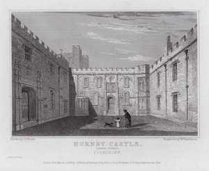 Hornby Kalesi, İç Mahkeme, Yorkshire (gravür) by John Preston Neale