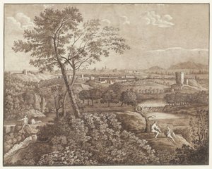 Roma çevresinde İtalyan Manzarası by J. Pallard