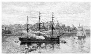 Hükümet Konağı ve HMS Nelson, Sidney, Yeni Güney Galler, Avustralya, 1886.