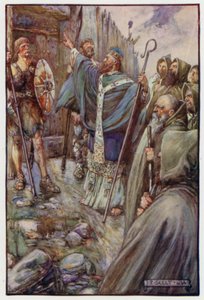 St Columba Haç işareti yaptı ve büyük kapılar ardına kadar açıldı. by J. R. Skelton