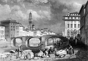 Ponte Santa Trinita, Floransa, İtalya, 19. yüzyıl.