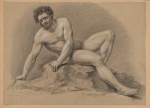 Oturan erkek çıplak, önden bakıldığında (2. ödül 1810) by J. Uittenbogaardt