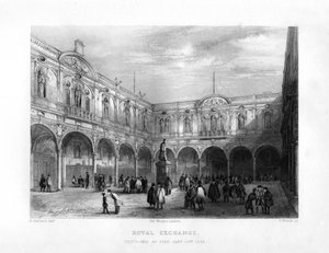 Kraliyet Borsası, Londra, 19. yüzyıl. by J. Woods