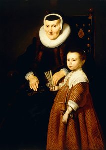 80 yaşında ve 6 yaşında bir Kızla Bir Hanımın Portresi, üç çeyrek uzunlukta, c.1632-33