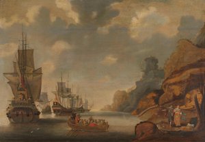 Rocky Coast yakınlarında bir Fransız Filosu by Jacob Bellevois