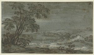 Nehir virajlı tepelik manzara Aen den Rijn (nesne üzerindeki başlık) by Jacob Colijn