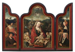 Pompeius Otto ve eşi Gerbich Claesdr'den Tryptich (panel üzerine yağ) by Jacob Cornelisz van Oostsanen