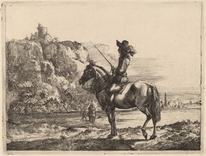 Süvari ile nehir manzarası by Jacob Duck