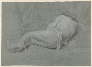 ağaçların altında yatan adam by Jacob Ernst Marcus (attributed to)