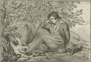Bir sürahi yanında oturan genç adam by Jacob Ernst Marcus