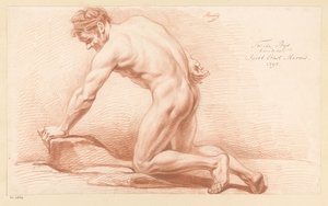 Diz çökmüş çıplak erkek, yandan görünüş (2. ödül 1797)