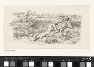 Bir manzarada uzanmış adam Çalışma baskıları / Etudes mezarları (seri başlığı) by Jacob Ernst Marcus