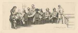 Bilardo salonu olan kahvehanedeki erkekler, 1814 by Jacob Ernst Marcus