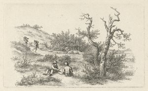 Bir kumul manzarasında çizerler Çalışma baskıları / Etudes mezarları (seri başlığı) by Jacob Ernst Marcus