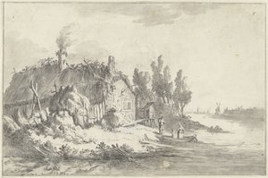 Bir nehir üzerinde harap çiftlik evi by Jacob Ernst Marcus