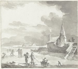 Buz patencileri ile kış manzarası by Jacob Ernst Marcus