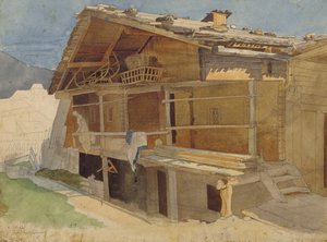 Çiftlik Evi Yapım Aşamasında, 1829 (kalem-mürekkep ve kağıt üzerine wc) by Jacob Gensler