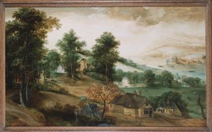 Ön Planda Kulübelerle Geniş Bir Manzara, 1561 by Jacob Grimmer