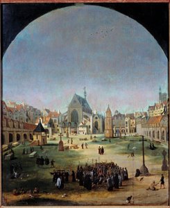 I. François döneminde Masumlar mezarlığı ve toplu mezarı Jakob Grimer tarafından resim (1526-c. 1589)