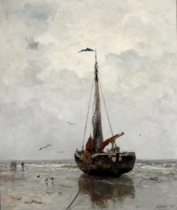 ""Bateau de peche"" (Balıkçı teknesi) Peinture de Jacob Maris (1837-1899) - 1878 - Tuval üzerine yağlı boya Sönük 160x140 cm Gemeentemuseum Lahey