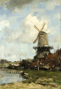 Değirmen, Hollanda Manzarası, 1880 dolayları (tuval üzerine yağlı boya)