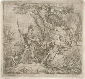 Venüs, Adonis'in avlanmasını durdurmaya çalışıyor by Jacob Herreyns (I)