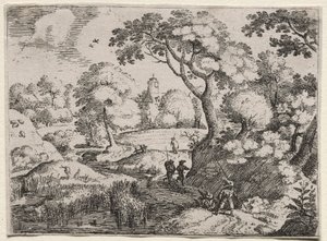 Altı Manzara: Bataklık ve Ormanlık Banka Arasındaki Yol, c. 1595.
