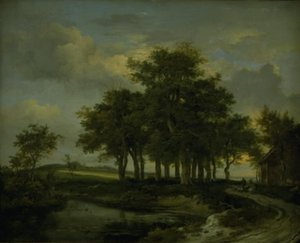Bir Yolun Yanında Meşe Ağaçları, Akşam by Jacob van Ruisdael