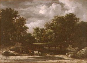 Bir Orman Manzarası (tuval üzerine yağlı boya) by Jacob van Ruisdael