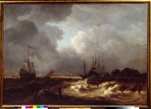 Jacob Isaakszoon van Ruisdael (Ruysdael) (1628-1682) tarafından Tempete Tablosu 17. yüzyıl. Güneş 1,1x1,6 m by Jacob van Ruisdael