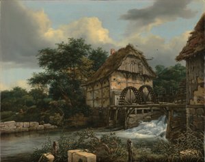 İki Su Değirmeni ve bir Açık Kanal by Jacob van Ruisdael