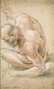 Çıplak Yaşlı Adam Oturmuş, Koluna Yaslanmış, Sola Dönmüş, 1640 dolayları