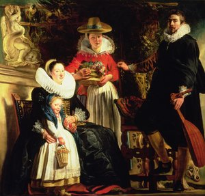 Bir Bahçede Sanatçı ve Ailesi, c.1620-22 (tuval üzerine yağlı boya) by Jacob Jordaens