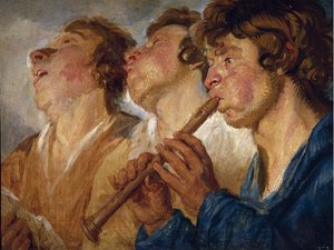 üç sokak çalgıcısı by Jacob Jordaens