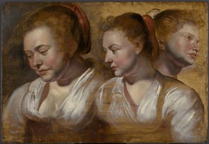 Genç bir kadının üç çalışması by Jacob Jordaens