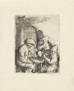 Üç adam ve boş bir sürahi Adriaan van Ostade