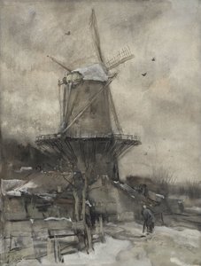 Kışın bir yel değirmeni by Jacob Maris