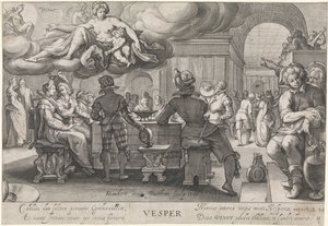 Akşam (Vespers) Vespers (nesne üzerindeki başlık) Günün Dört Zamanı (dizi başlığı) by Jacob Matham