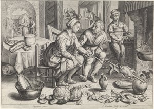 Bir şiş üzerinde tavuk ile mutfak parçası İncil sahneleri ile mutfak ve pazar sahneleri (dizi adı)