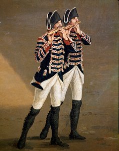 Bourbon Orkestrası Müzisyenleri (borbon orkestrasının flütçüleri) Ayrıntı - Jacob Philipp Hackert tarafından yapılmış tablo Hackert d