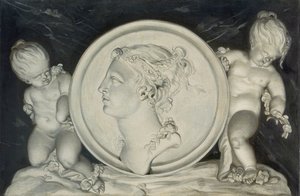 Bulutların üzerinde yüzen putti tarafından desteklenen boyalı bir yuvarlak içinde Flora (421581 çifti) by Jacob Xavery