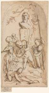 Putti ve Av Nitelikli Diana Büstü, 18. yüzyılın ilk yarısı. by Jacob de Wit