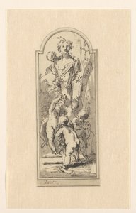 Putti ağaçların arasında kadın büstü ile by Jacob de Wit