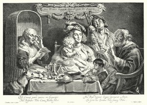 Aile Konseri (gravür) by Jacob the Elder (after) Jordaens