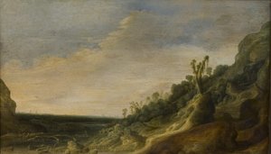 Nehir ve Deniz Manzaralı Dağ Manzarası by Jacob van Geel