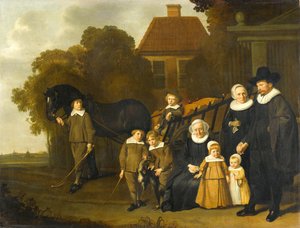 Meebeeck Cruywagen Ailesinin Amsterdam yakınlarındaki Uitweg'deki Kır Evlerinin Kapısında Grup Portresi by Jacob van Loo (attributed to)
